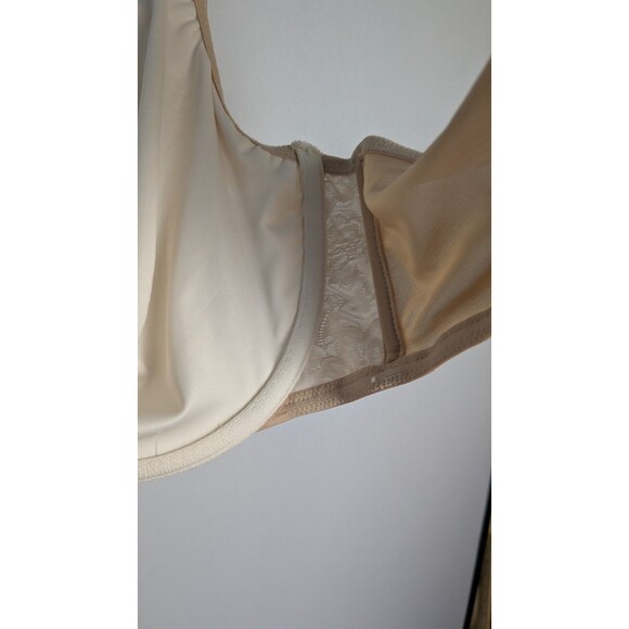 Cacique Bra 44C Beige Floral Modern Lace Unlined Covered Underwire Balconette - Picture 11 of 11